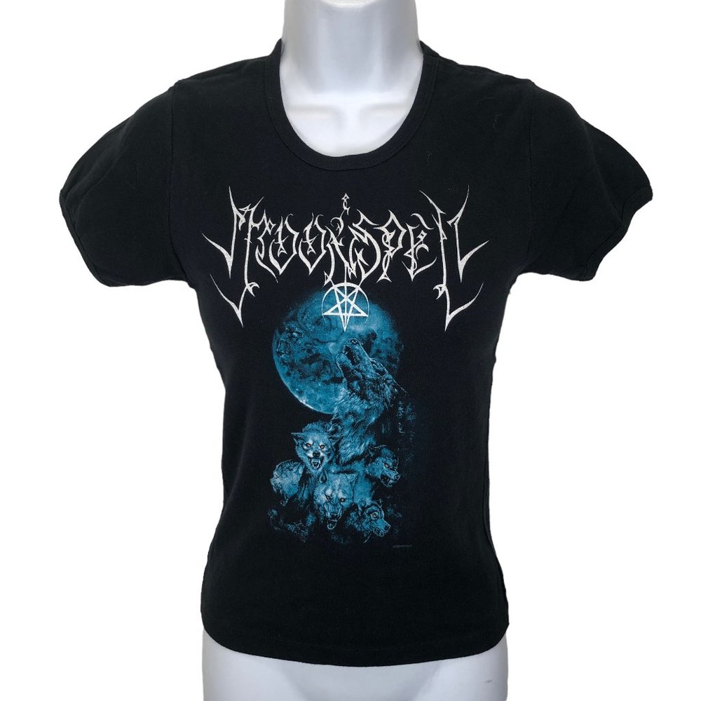 Moonspell Wolfheart Babydoll Shirt Top Black Doom Metal 1995 Vintage Moon Wolf L
